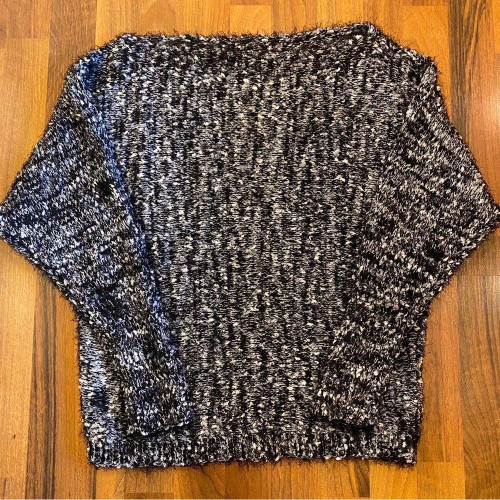 MAURICES- Super Soft Black & White Sweater with Boat Neck, Size Large